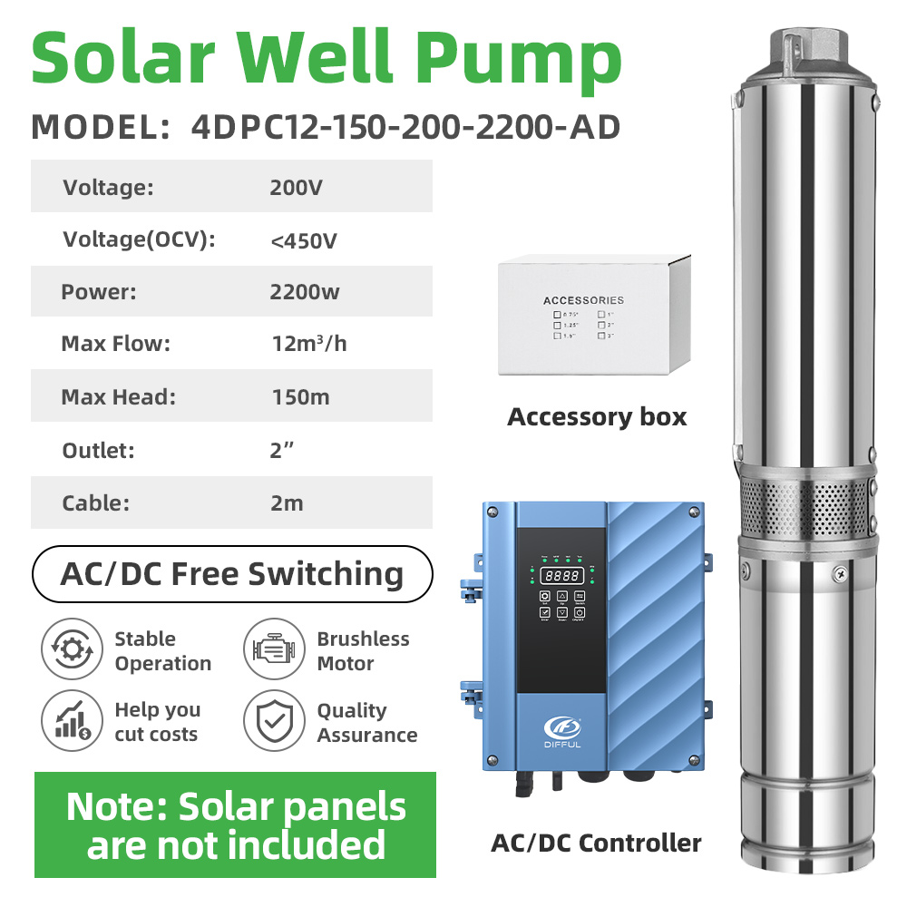 Solar Water Pump 2200W 4 Inch - 디풀 4인치 2200W 태양광 심정용 수중