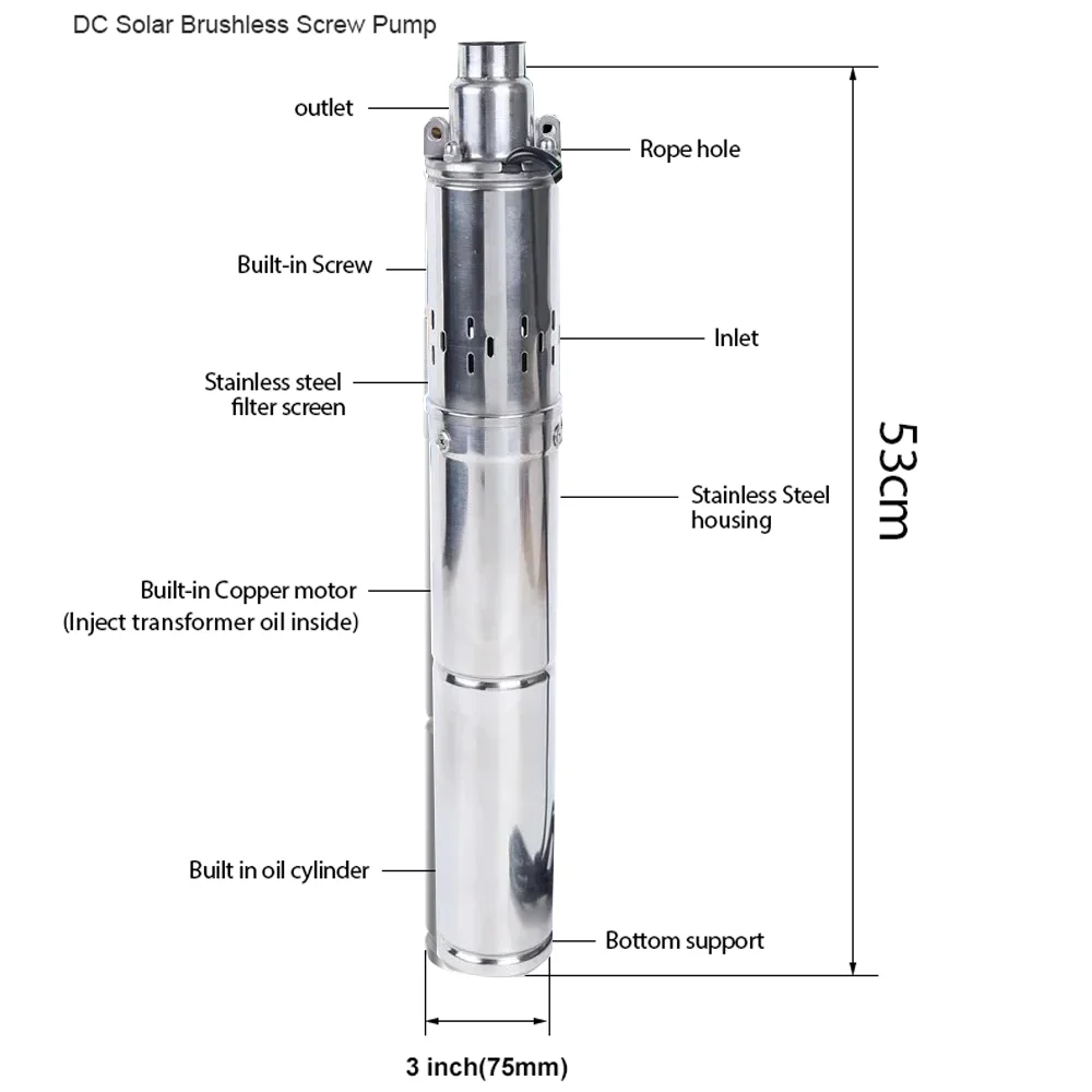 태양광 깊은 우물 펌프, DC 브러시리스 스테인리스 스 - Solar Water Pump 48V Submersible 리뷰 및 가격